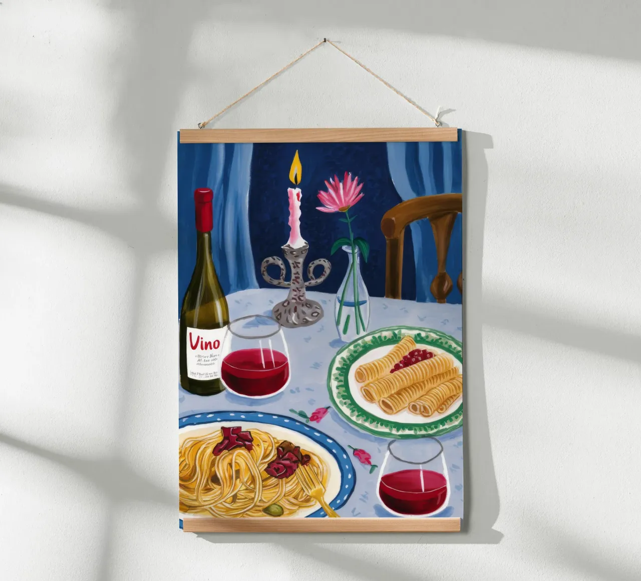Serata romantica a base di pasta poster con telaio in legno da Aurora Muse