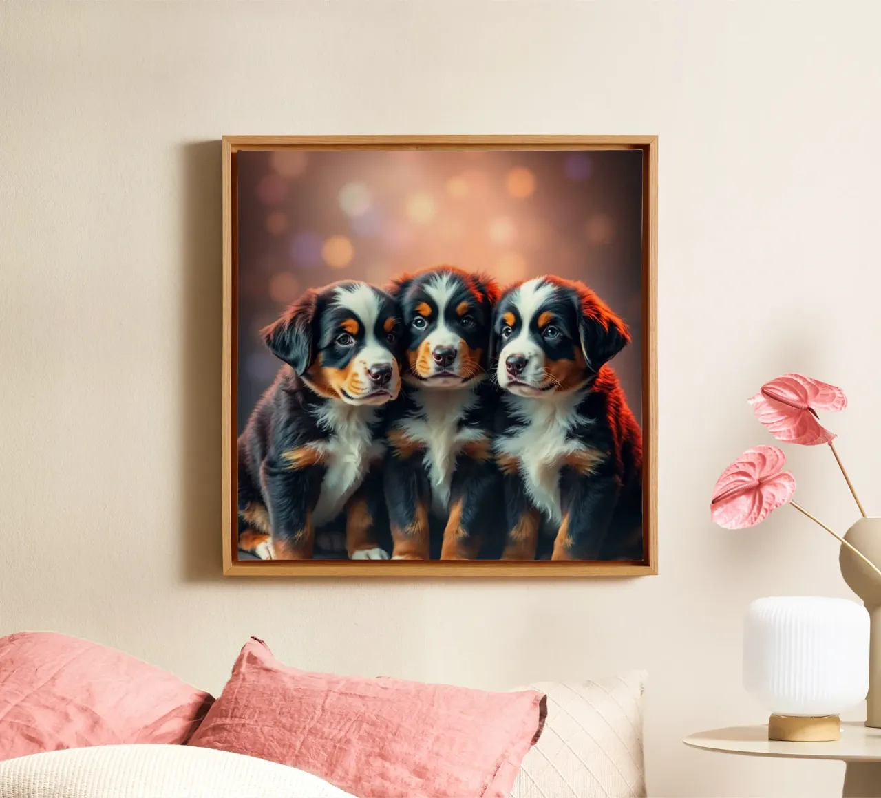 lindos cachorritos #112 lienzo con Marco flotante de Yumis.Beargang.and.Me