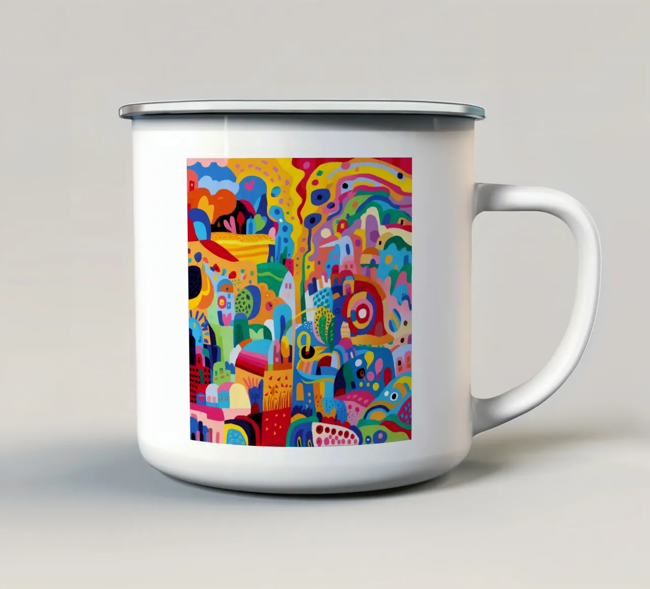 Caos urbano gioioso tazza in smalto da Ember Stone