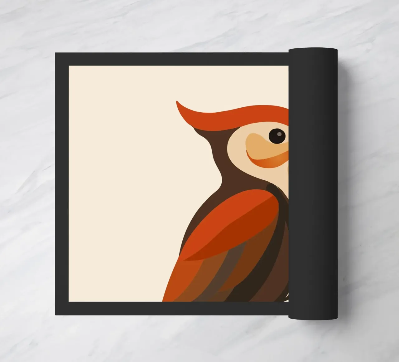 Woodpecker on tree trunk - stylised bird motif doormat by namosh
