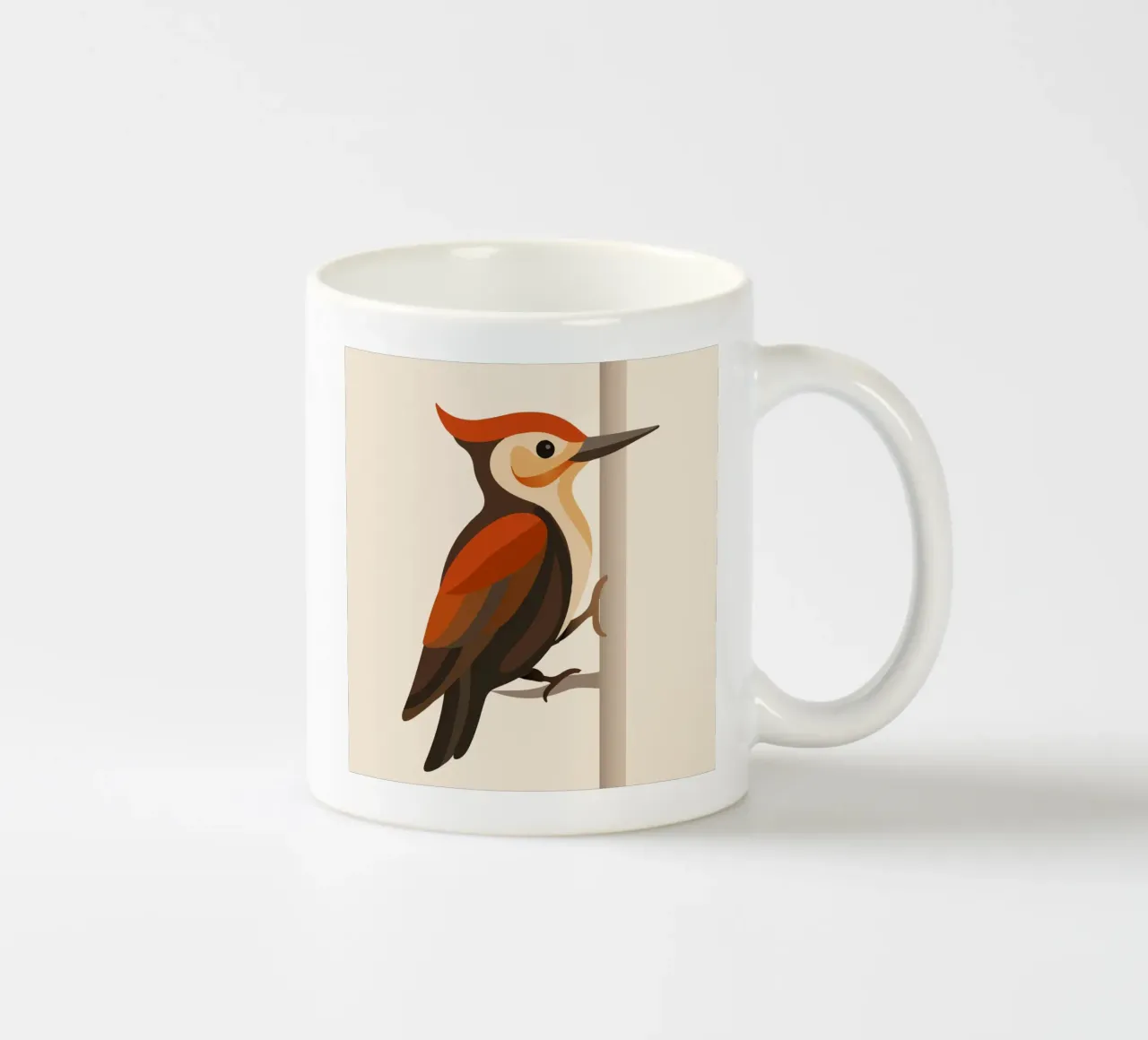Picchio su tronco d'albero - motivo di uccello stilizzato tazza in ceramica da namosh