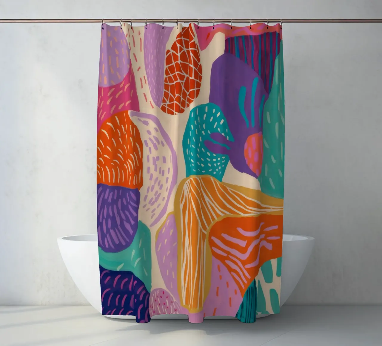 Abstract landschap met structuur douchegordijn van Ember Stone