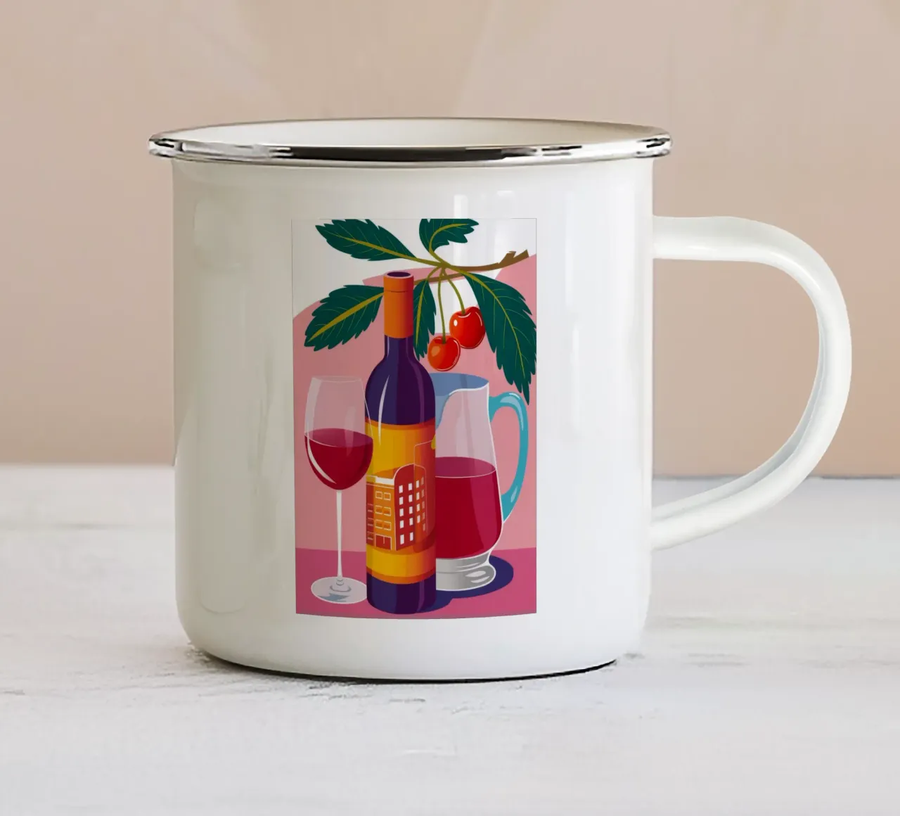 Vino de cereza de viña taza de esmalte de Jasper Rune