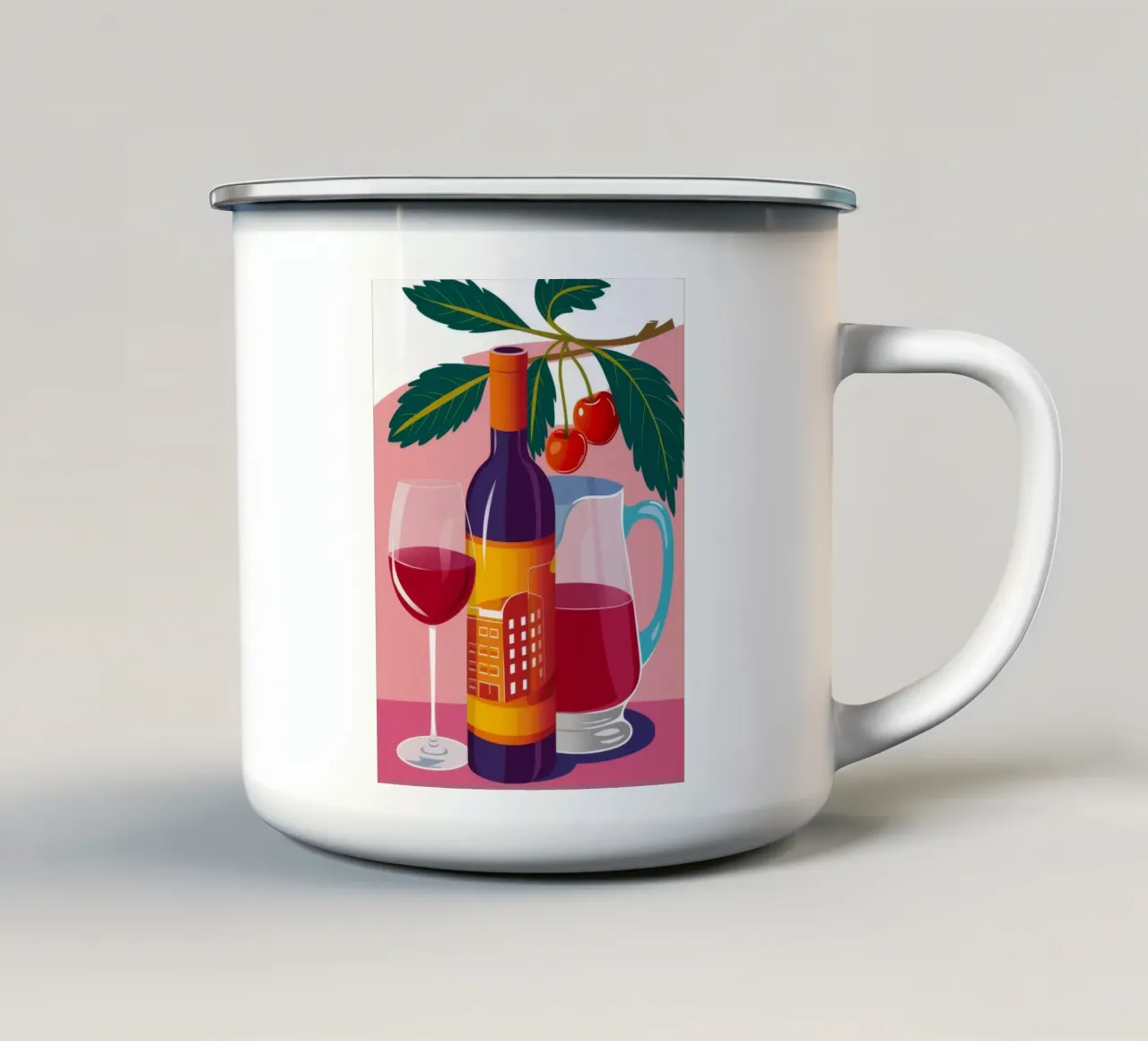 Vino de cereza de viña taza de esmalte de Jasper Rune
