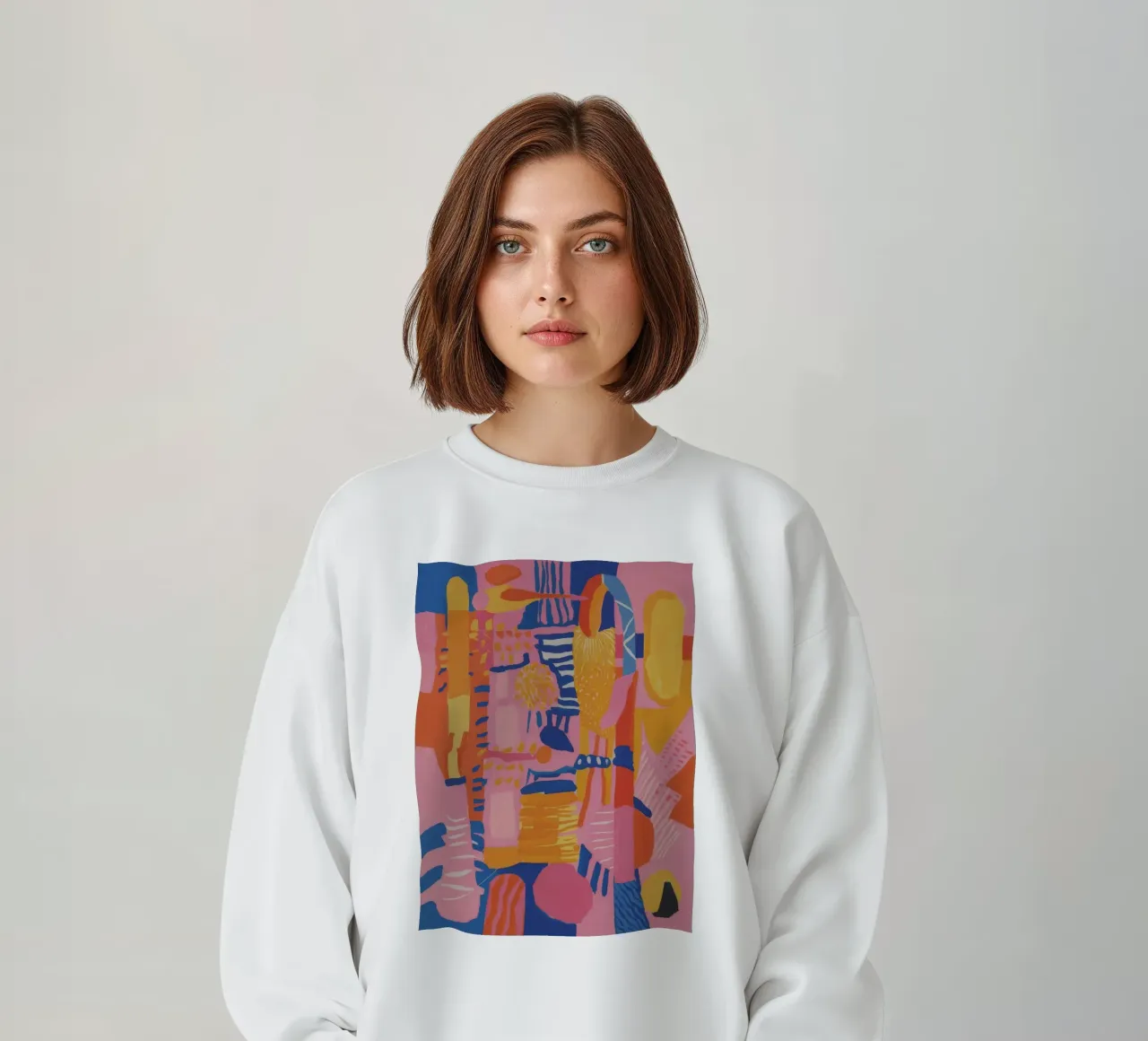 Patchwork geometrico pastello felpa da Ember Stone