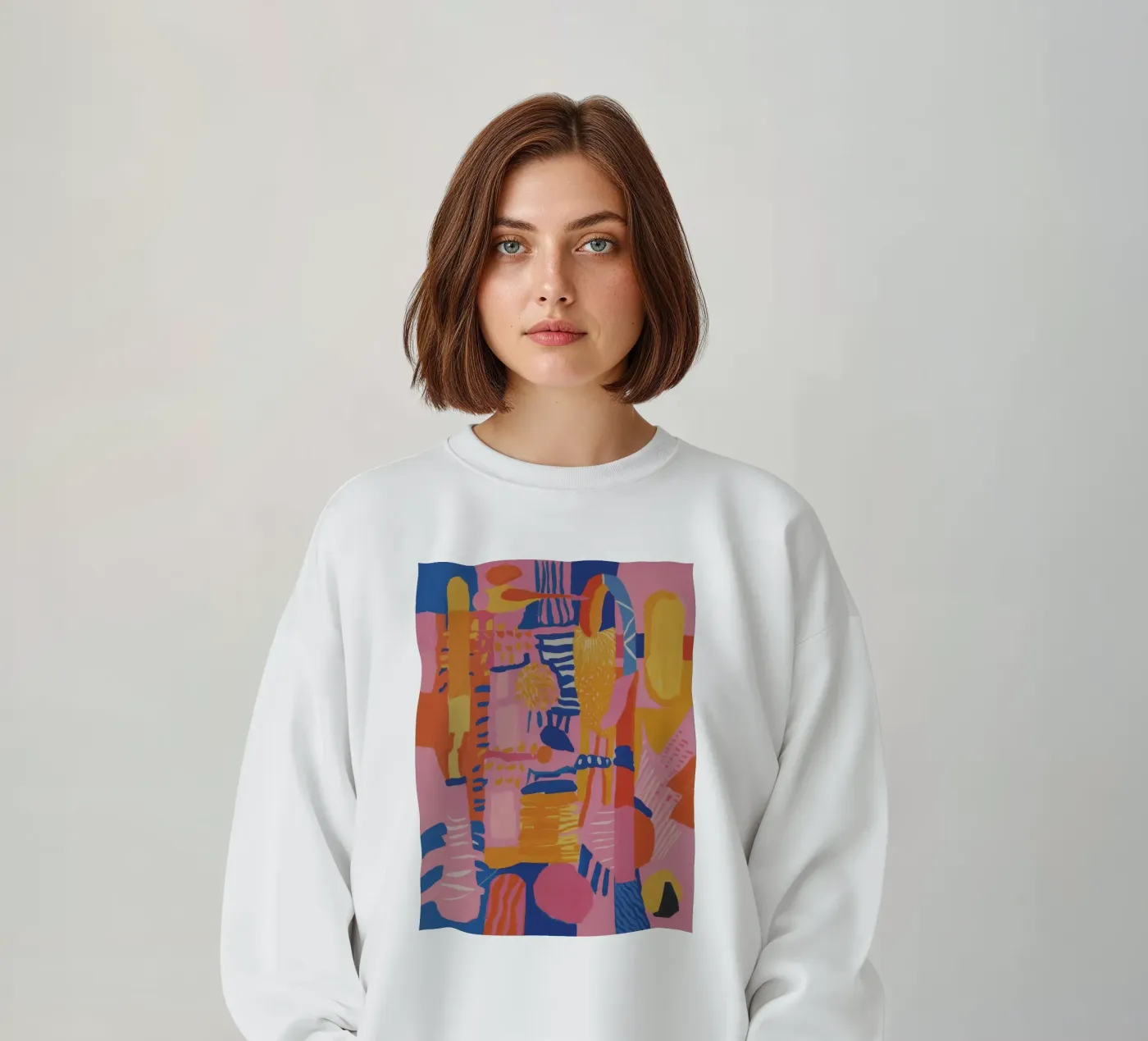 Patchwork geometrico pastello felpa da Ember Stone