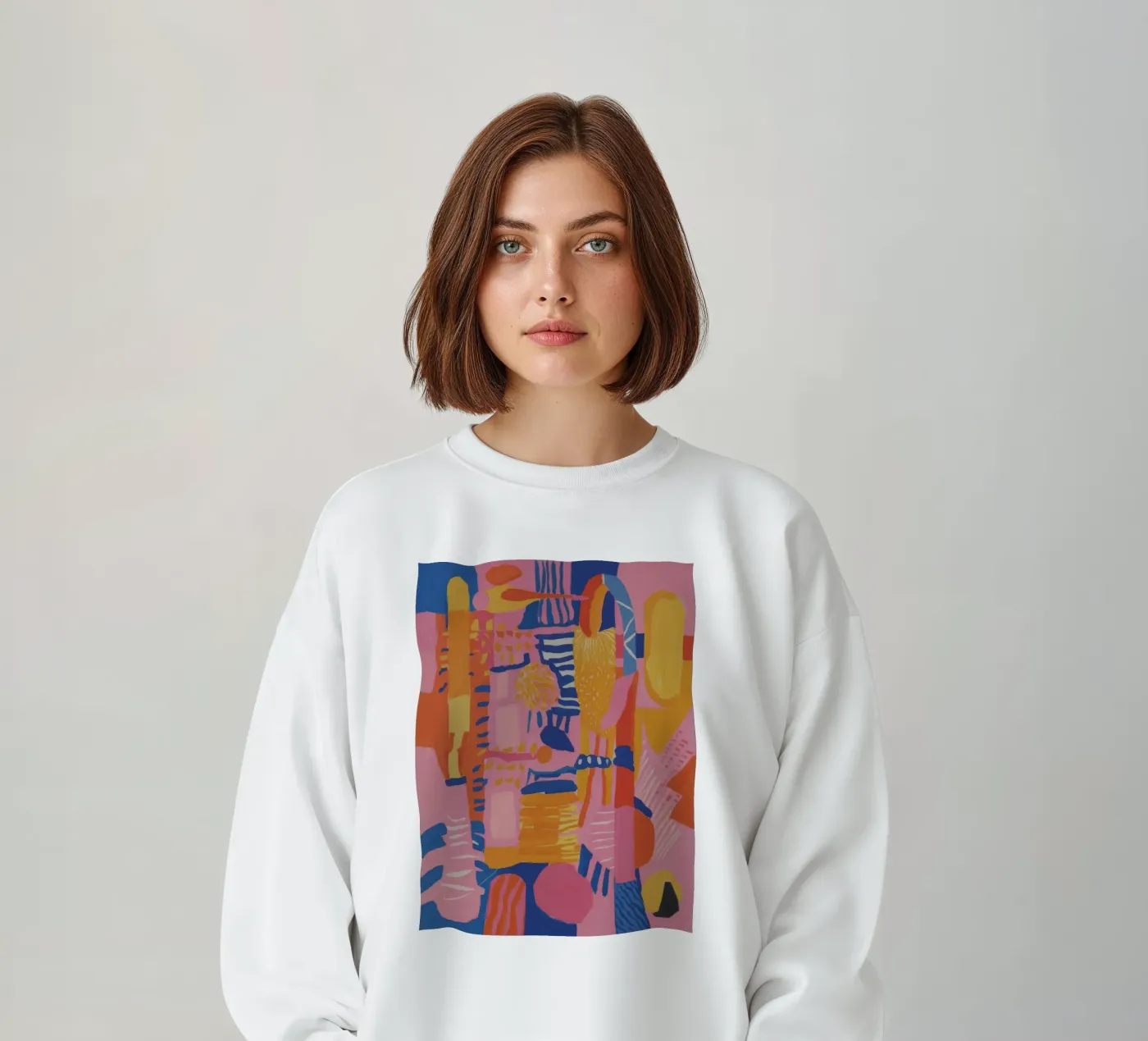 Patchwork geometrico pastello felpa da Ember Stone