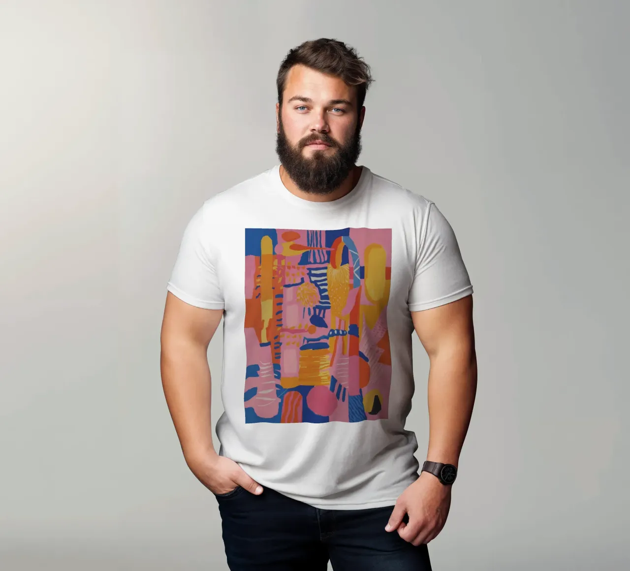 Patchwork geometrico pastello t-shirt da Ember Stone