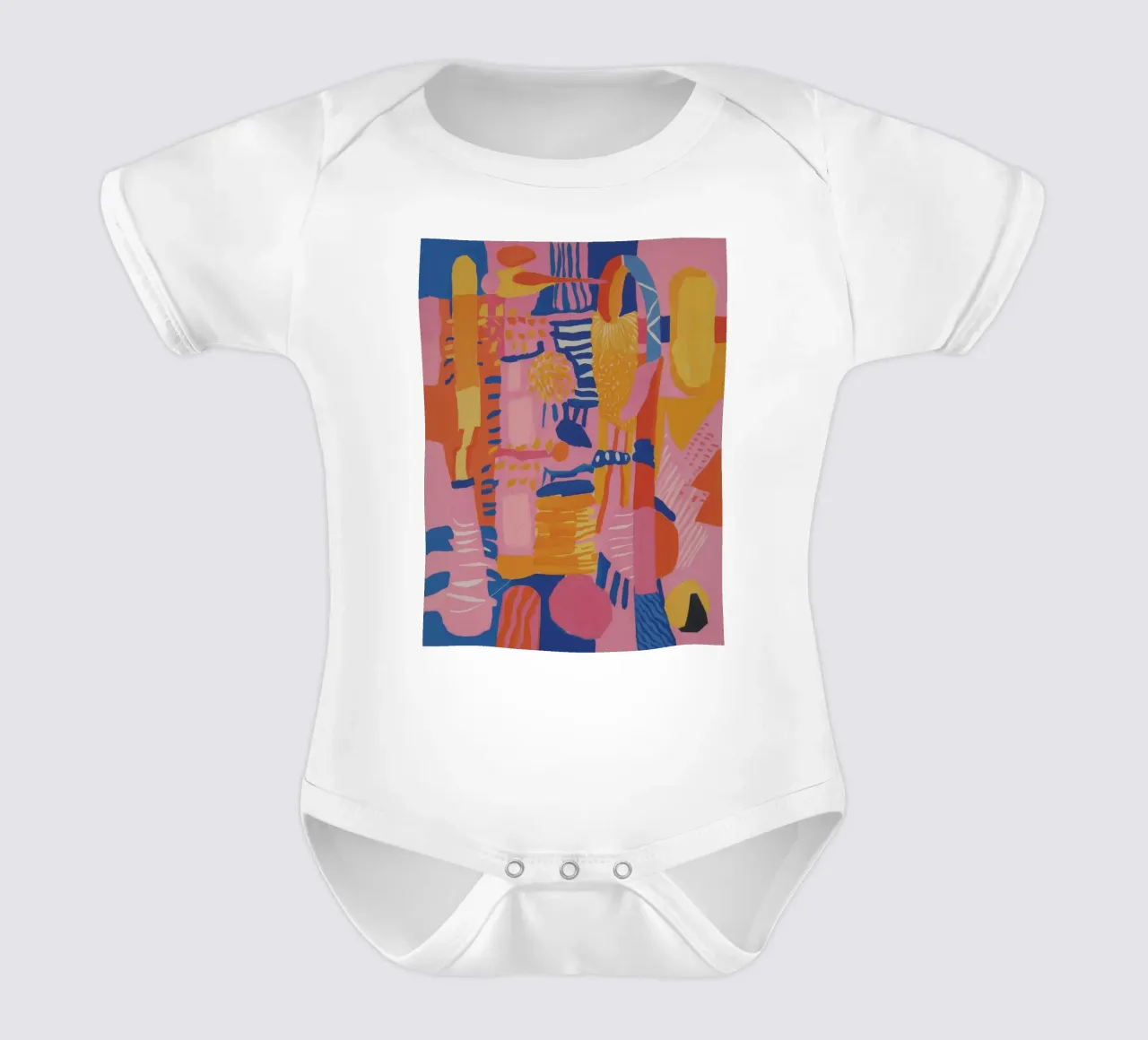 Patchwork geometrico pastello body neonato maniche corte da Ember Stone