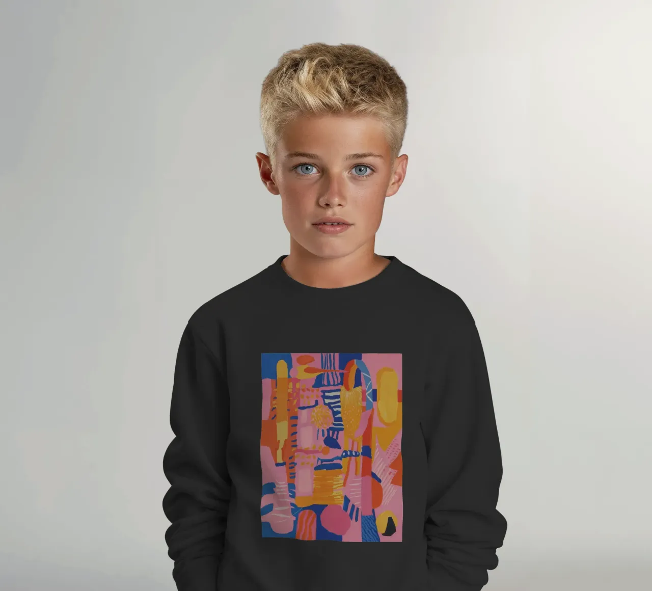 Patchwork geometrico pastello felpa bambino da Ember Stone