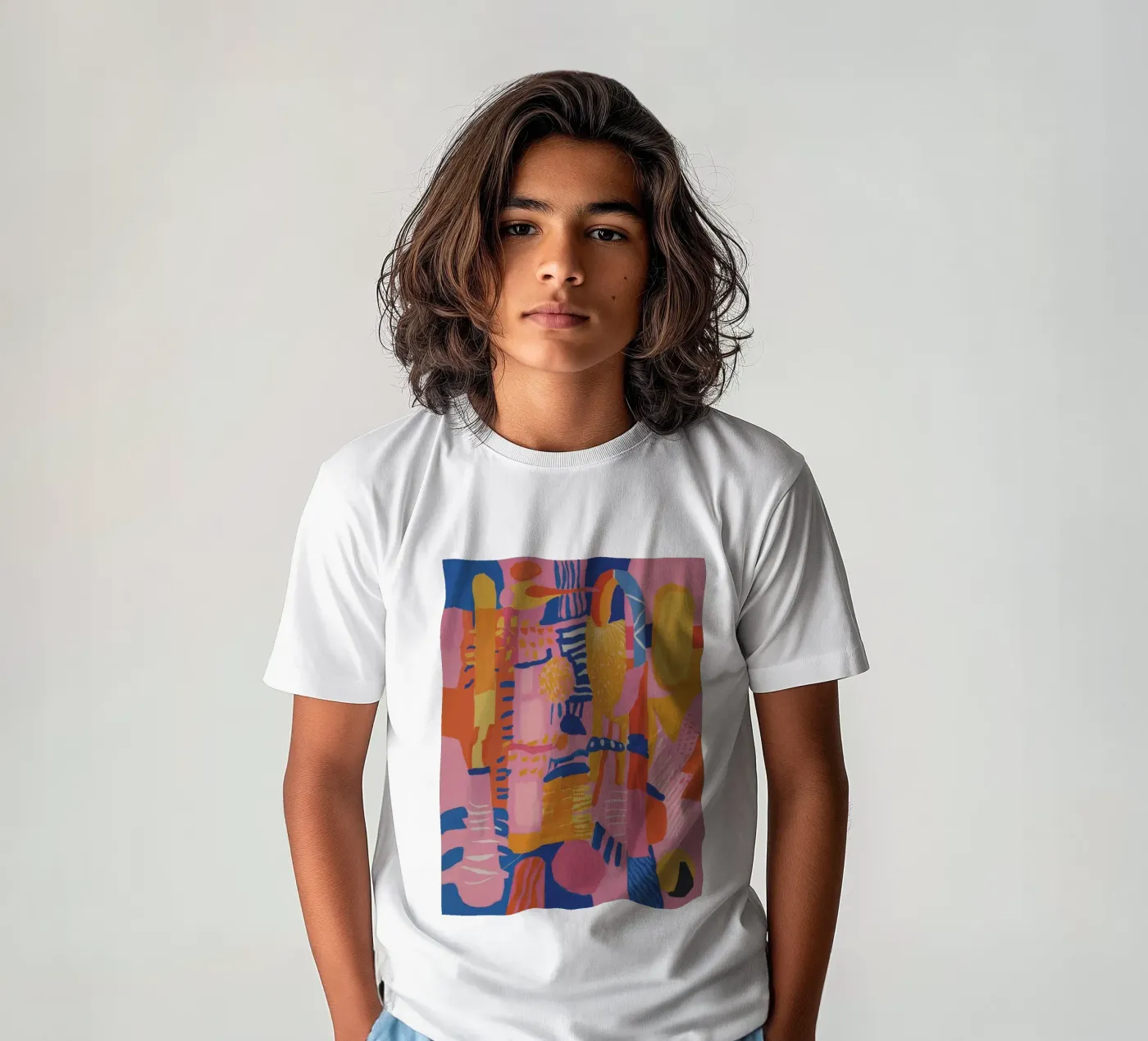 Pastel Geometric Patchwork kinder t-shirt van Ember Stone
