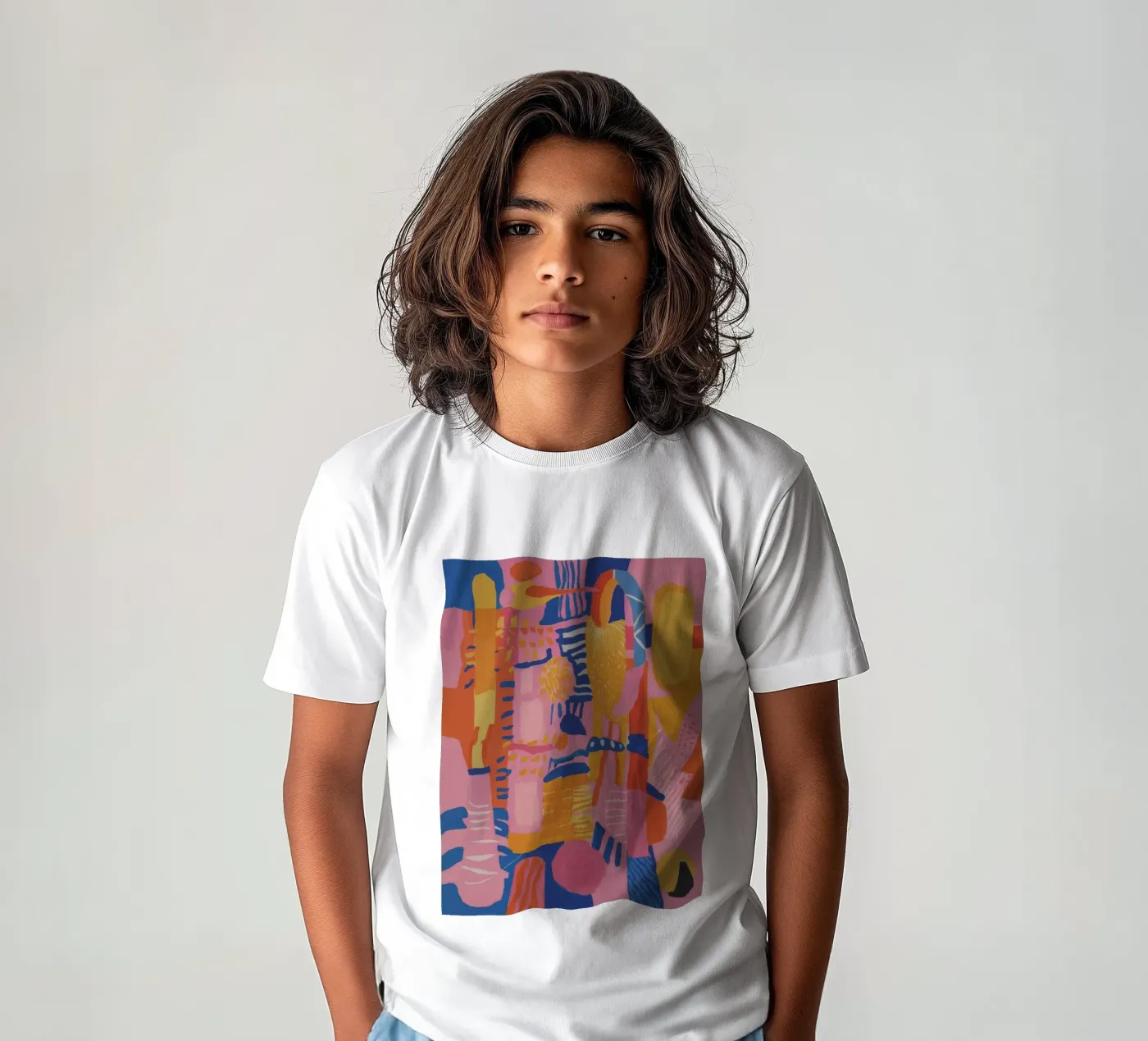Pastel Geometric Patchwork kinder t-shirt van Ember Stone