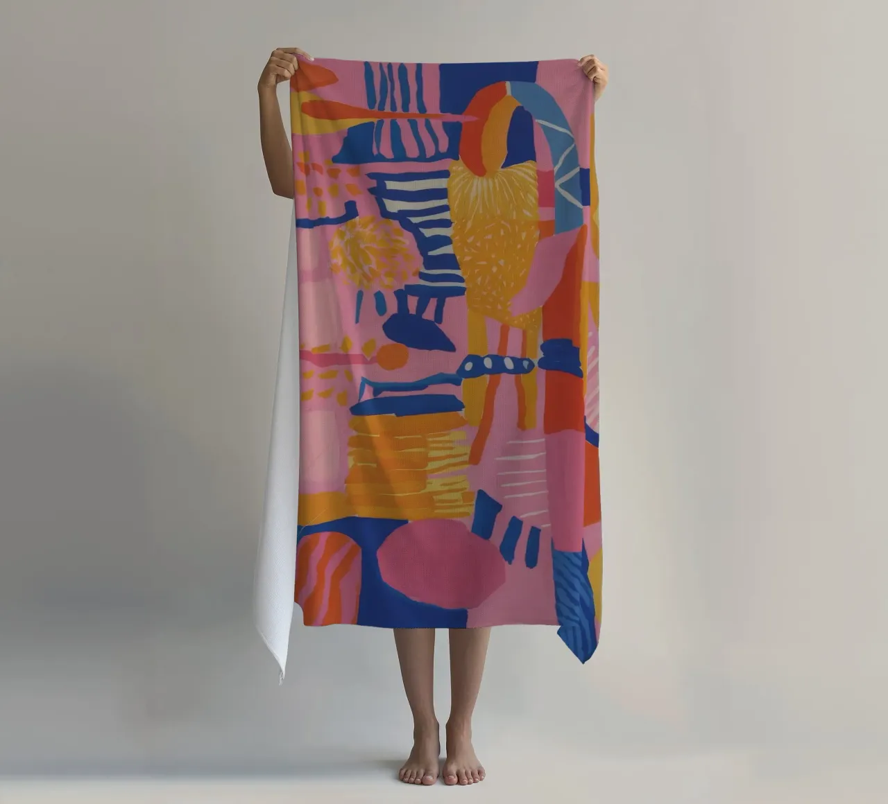 Patchwork geometrico pastello telo mare da Ember Stone