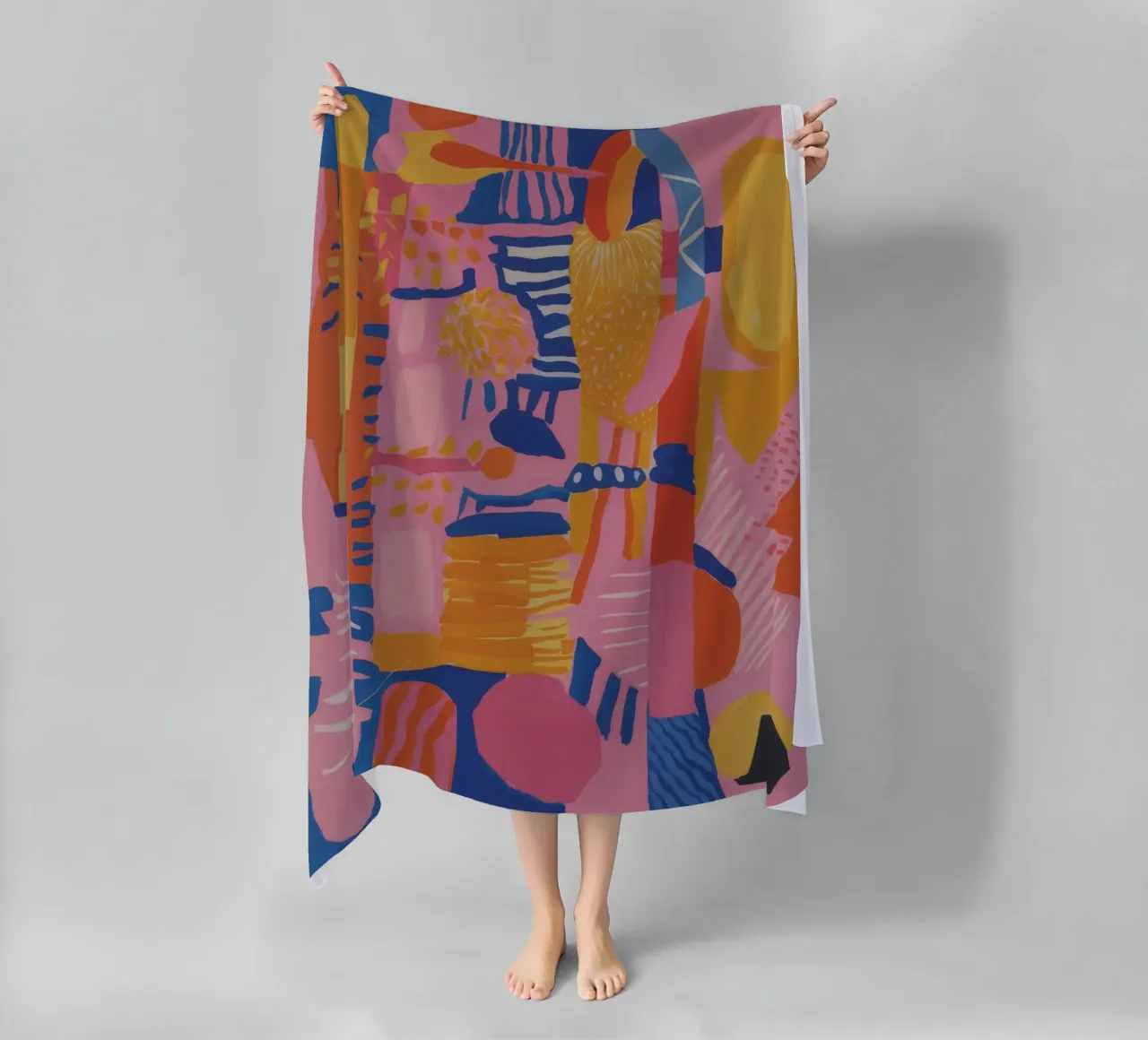 Patchwork geometrico pastello telo mare da Ember Stone