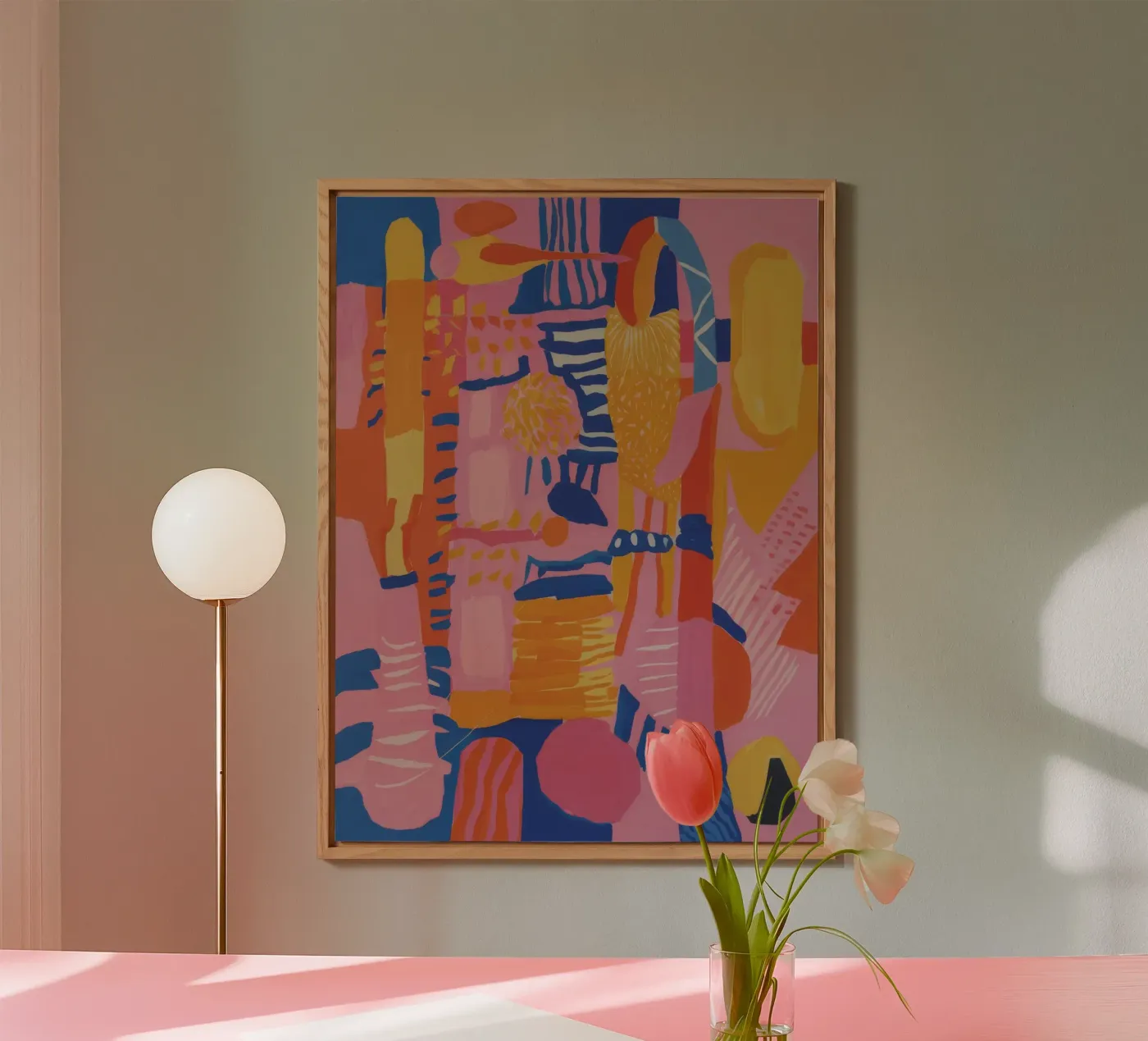 Geometrisches Patchwork in Pastell Forex-Platte von Ember Stone