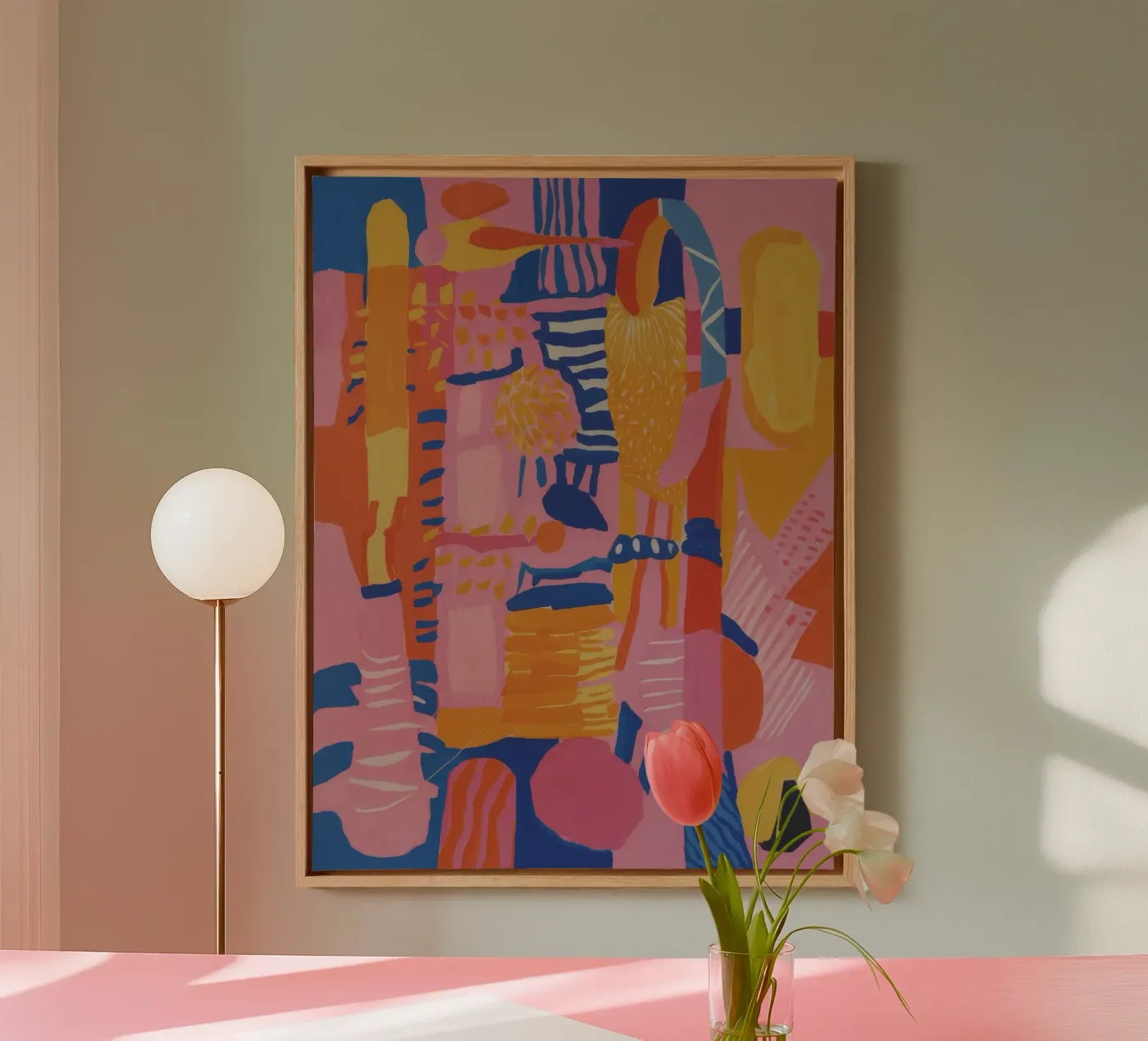 Pastel Geometric Patchwork canvas by Ember Stone