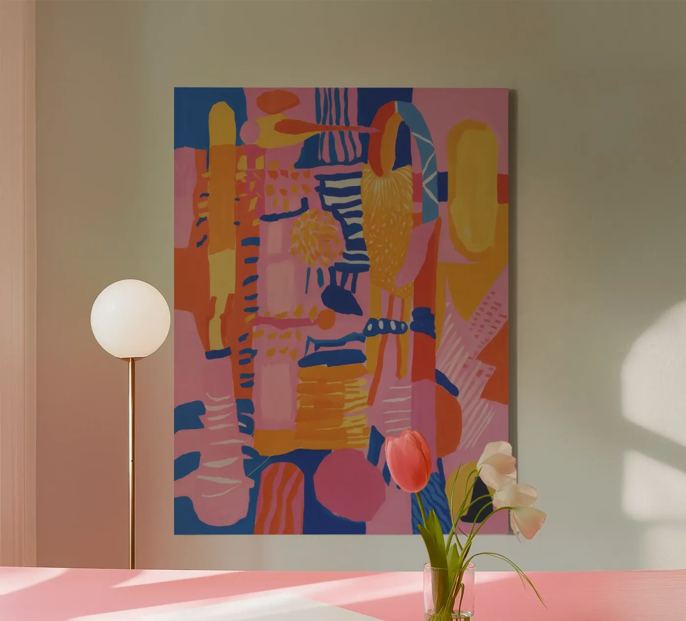 Pastel Geometric Patchwork canvas by Ember Stone