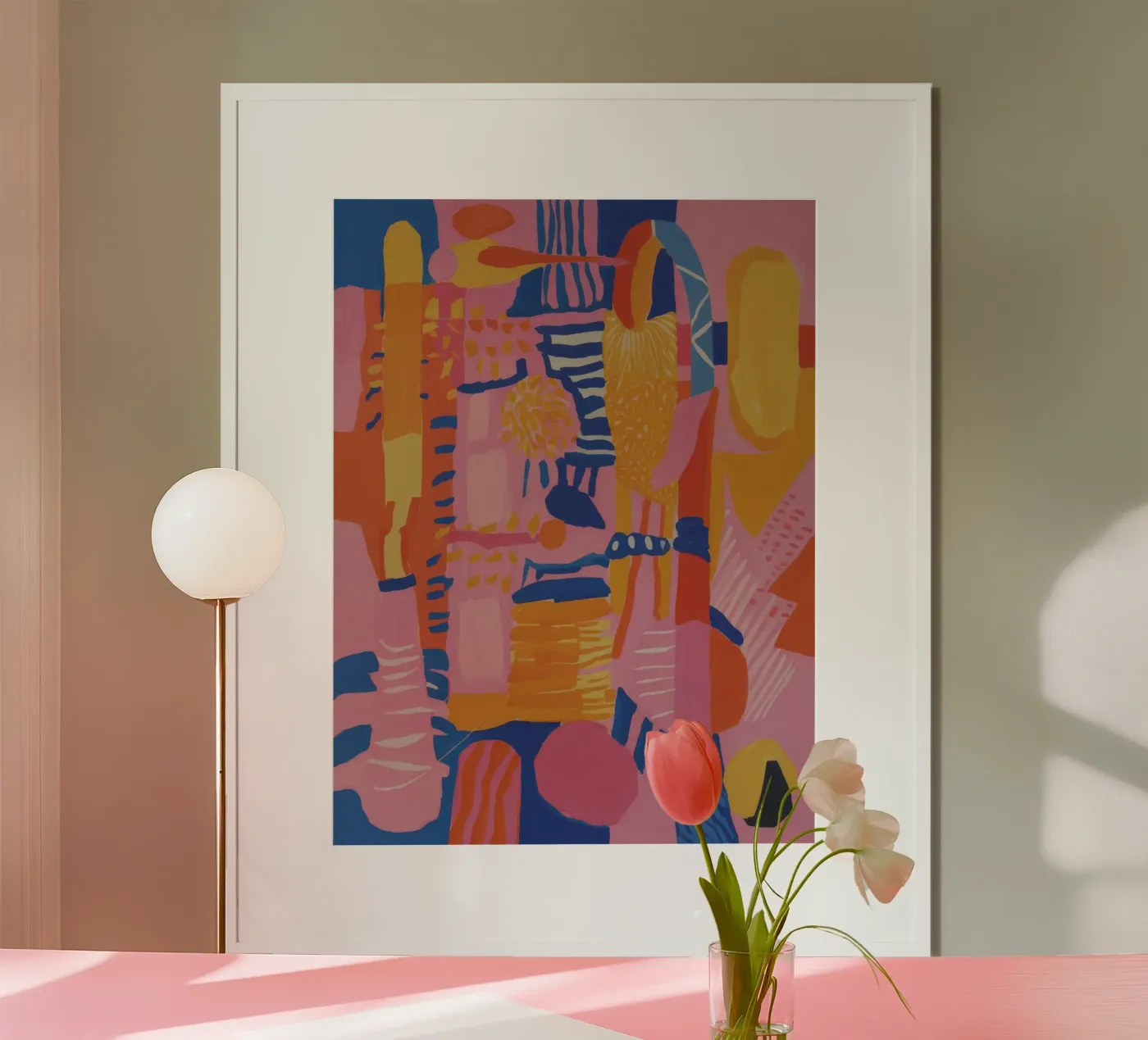 Geometrisches Patchwork in Pastell Poster von Ember Stone