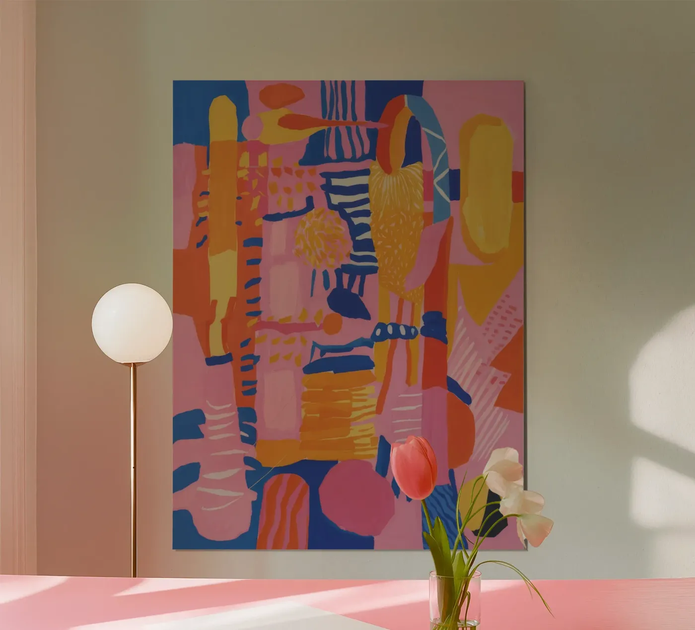 Geometrisches Patchwork in Pastell Poster von Ember Stone