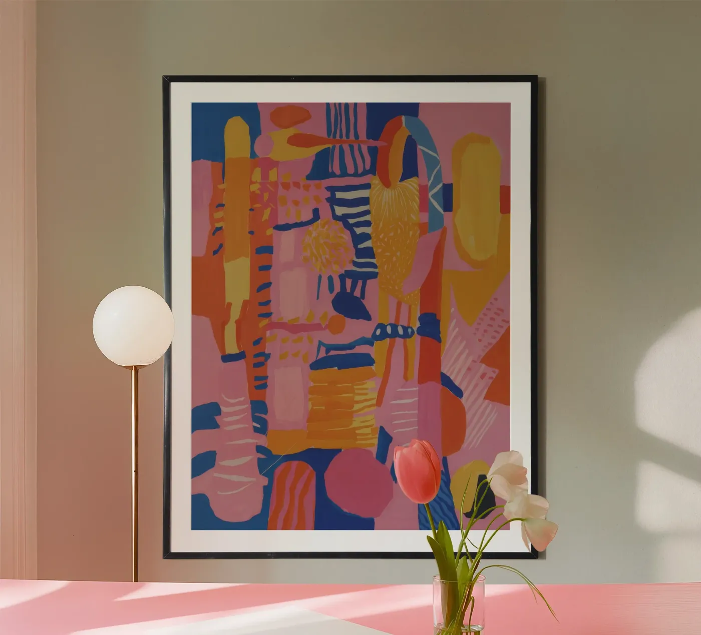 Geometrisches Patchwork in Pastell Poster von Ember Stone