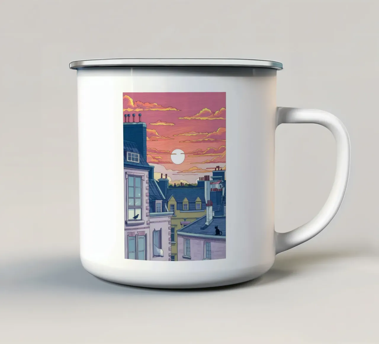 Sunset Rooftop View emaille mok van Aurora Muse