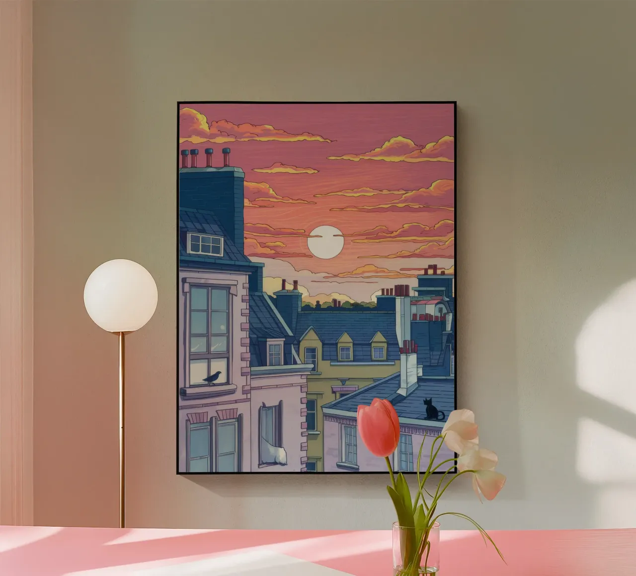 Sunset Rooftop View acrylic glass by Aurora Muse