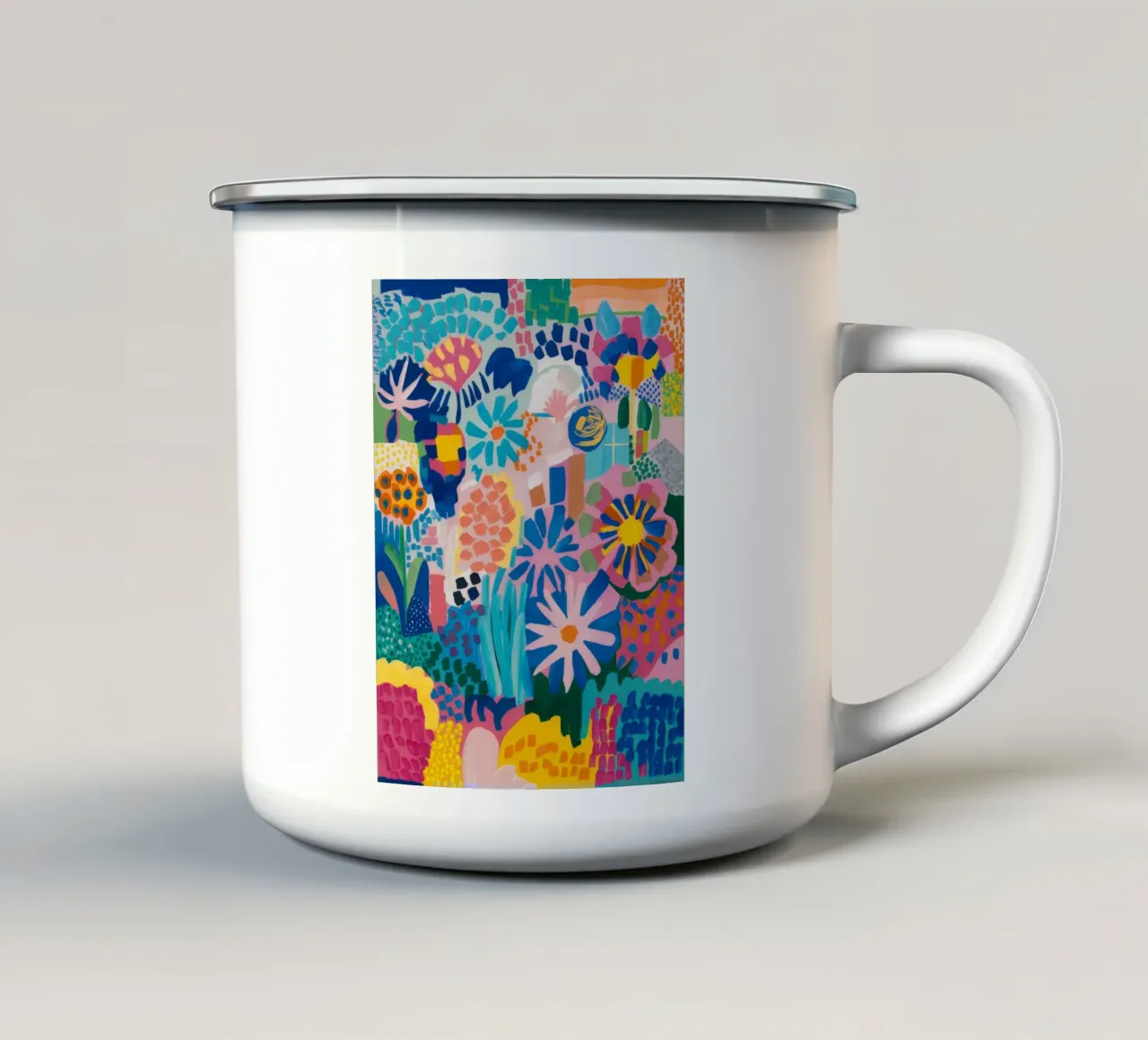 Prato fiorito impressionista tazza in smalto da Ember Stone