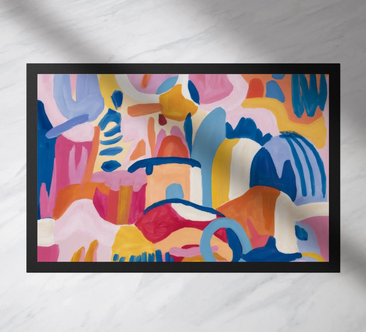 Harmonie bleue fragmentée paillasson de Ember Stone