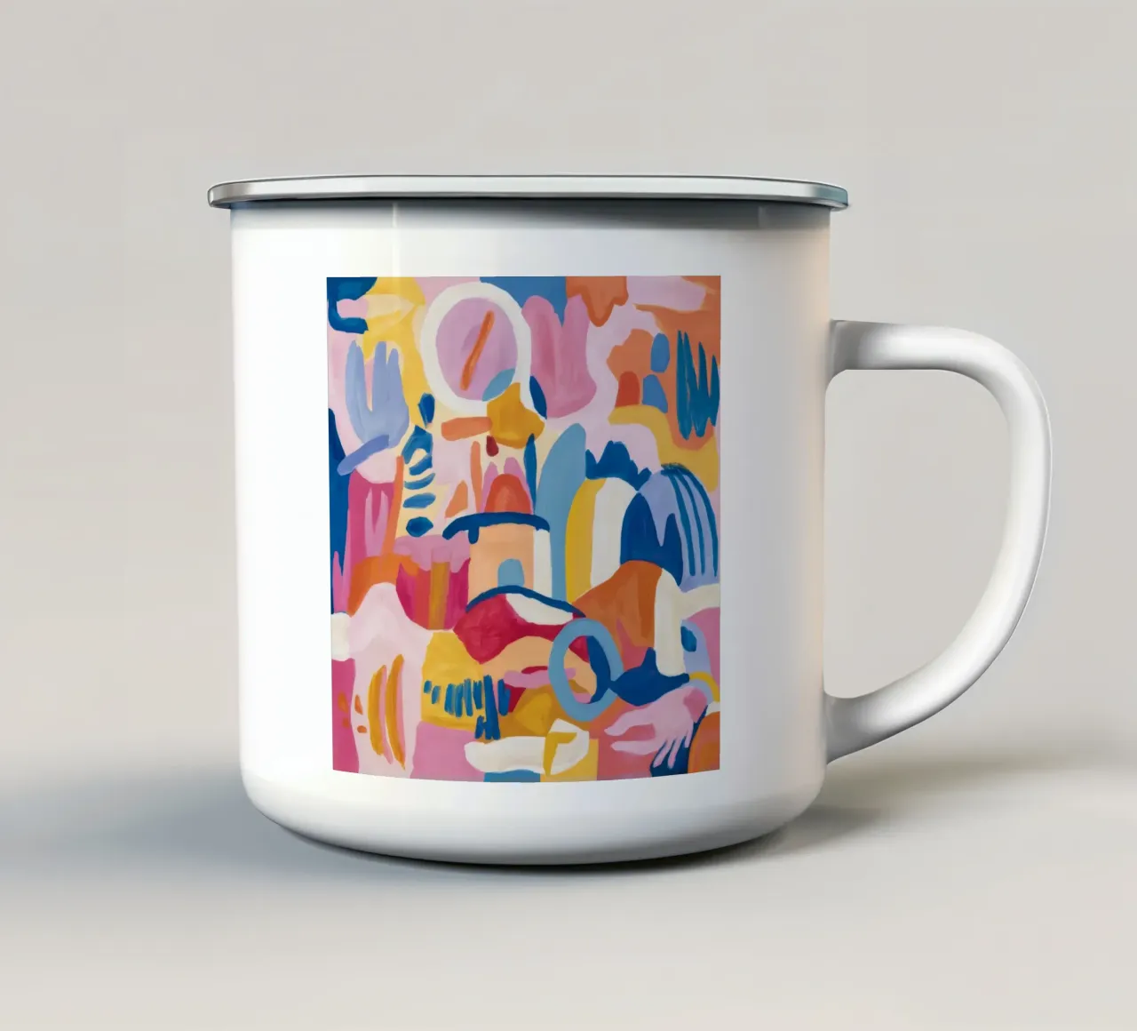 Fragmentierte blaue Harmonie Emaille Tasse von Ember Stone