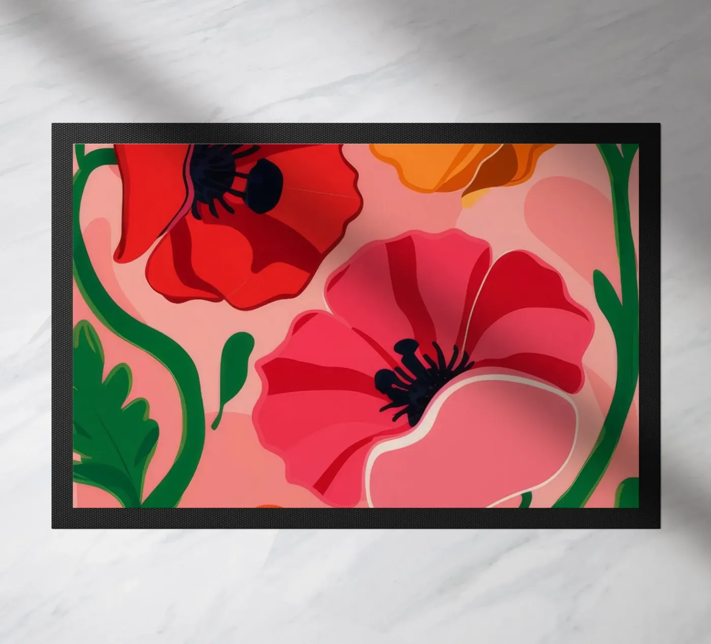 Kühnes Mohn-Statement Fußmatte von Ember Stone
