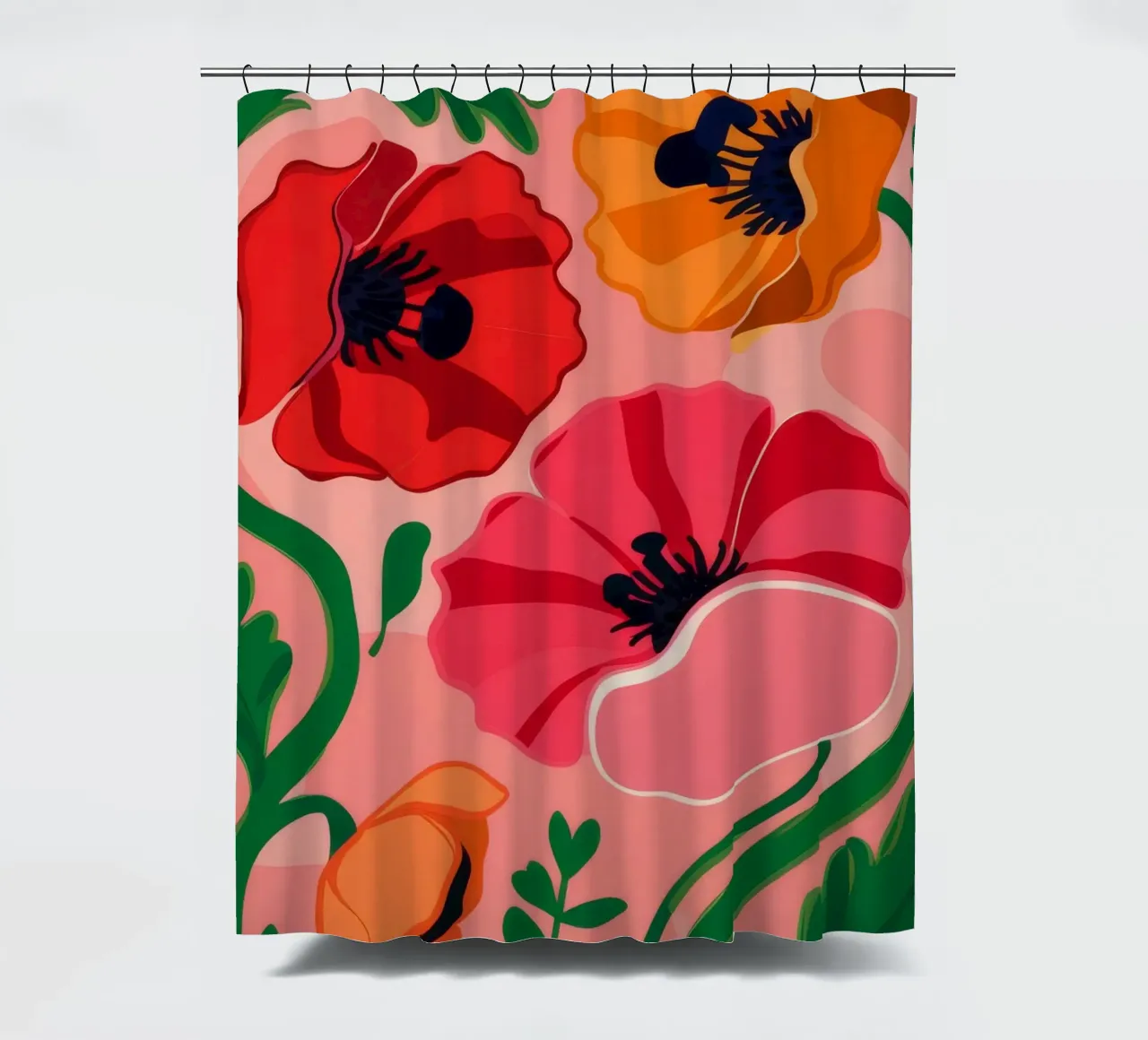 Bold Poppy Statement shower curtain by Ember Stone