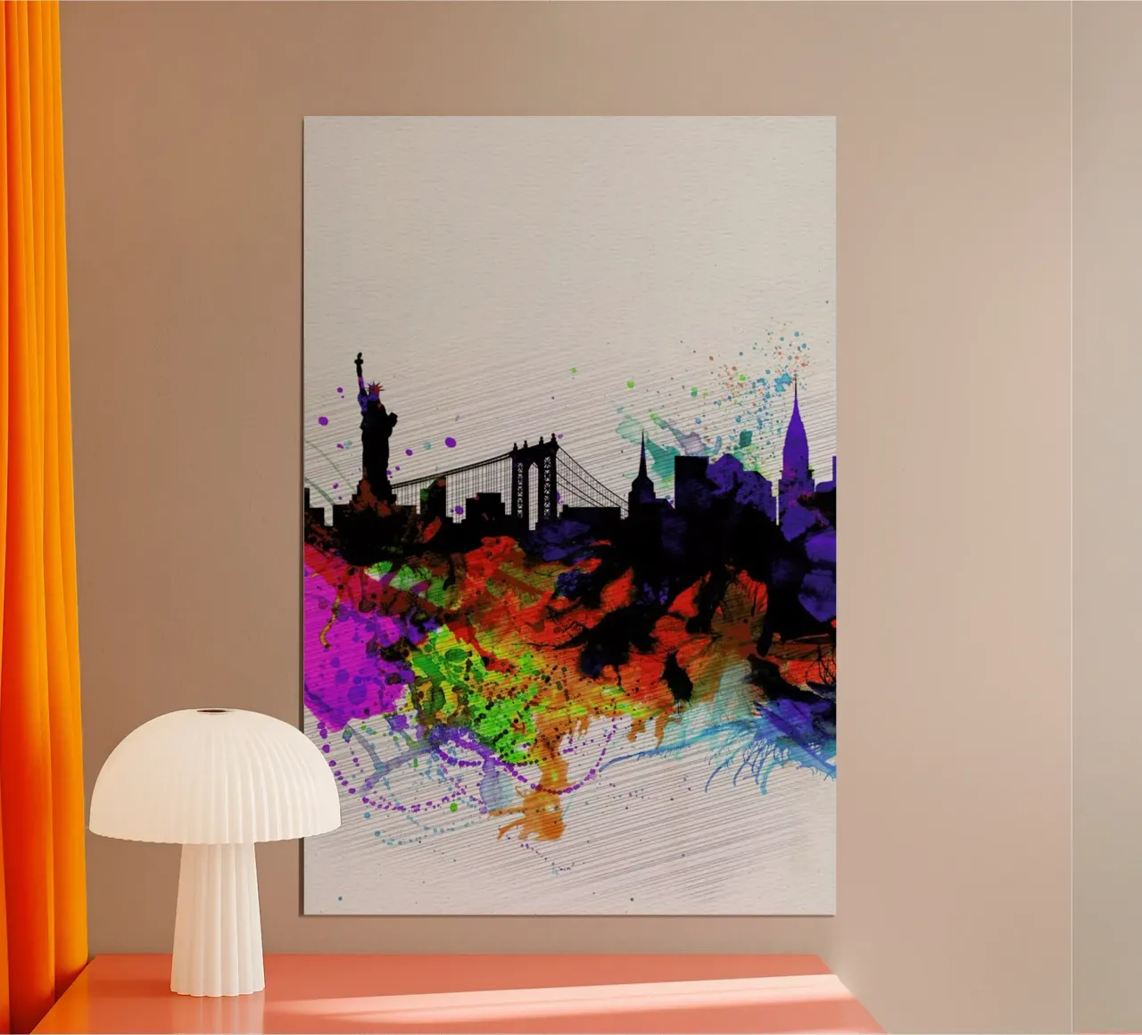 New York  Watercolor Skyline 1 poster con telaio in plastica da Naxart