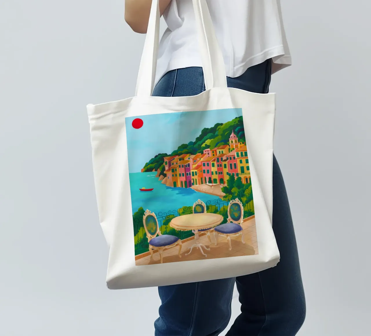 Coastal Table View tote bag by Aurora Muse