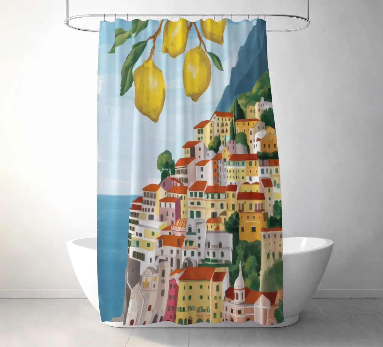 Zitrone Amalfi-Klippen Duschvorhang von Aurora Muse