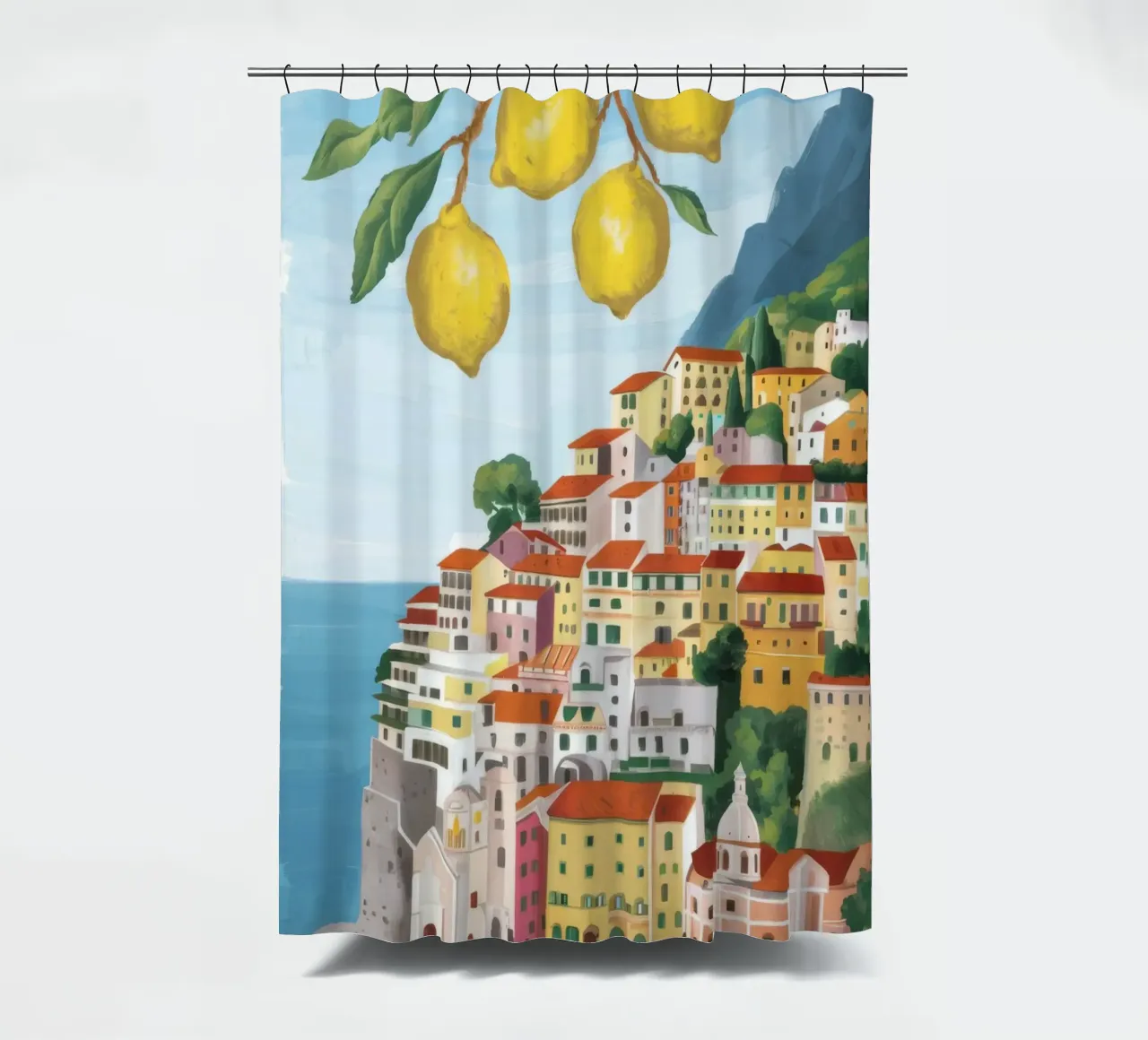 Zitrone Amalfi-Klippen Duschvorhang von Aurora Muse