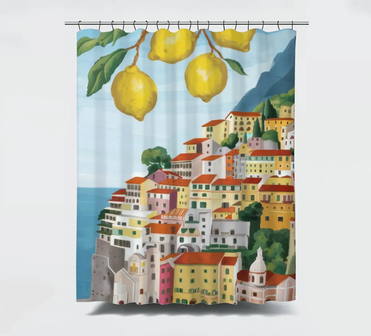 Zitrone Amalfi-Klippen Duschvorhang von Aurora Muse