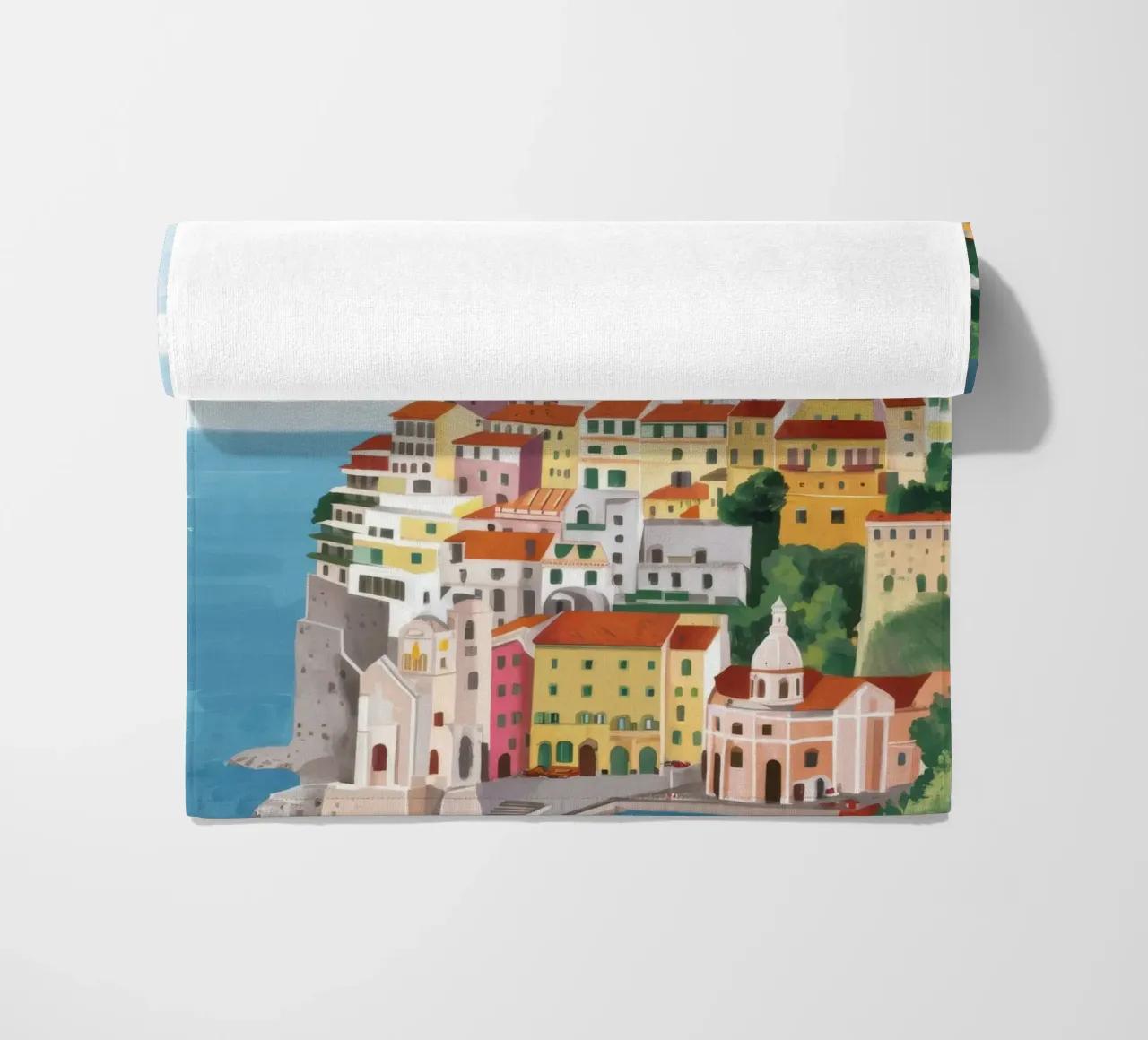 Lemon Amalfi Cliffs beach towel by Aurora Muse