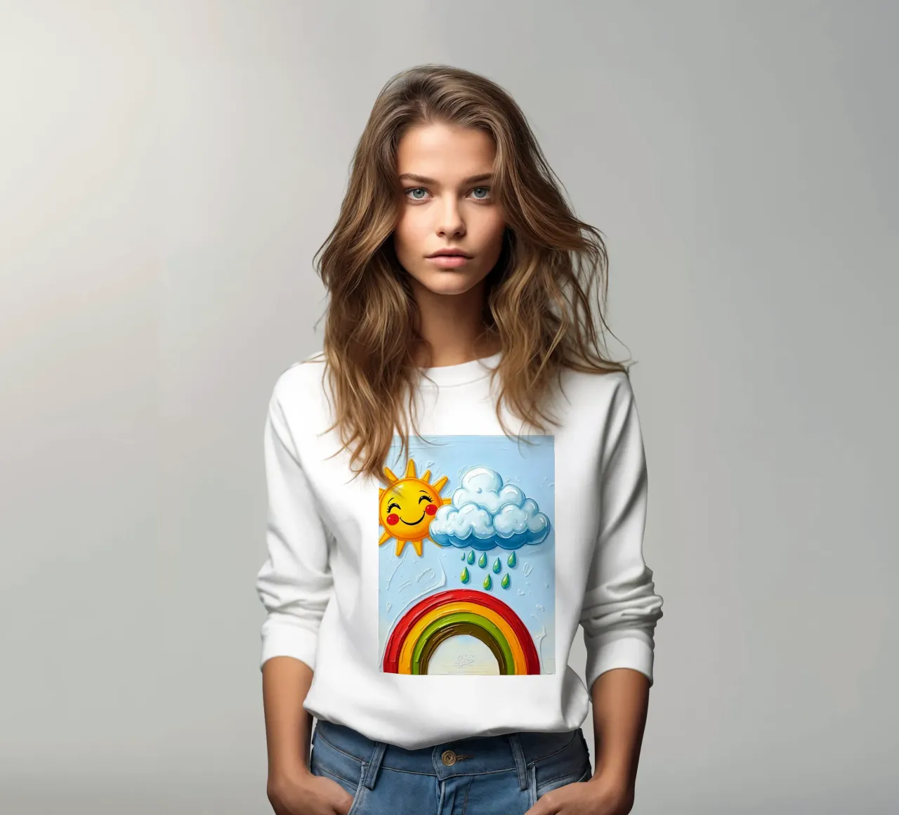 Sole allegro e nuvole giocose con l'arte dell'arcobaleno felpa da DesignDoodle