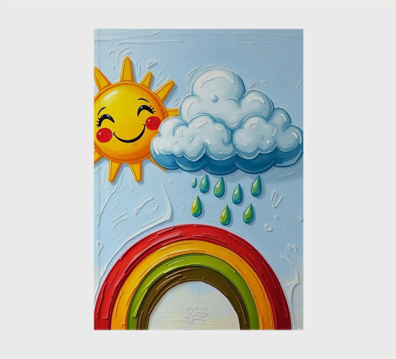 Cheerful sun and playful clouds with a rainbow art notebook by DesignDoodle