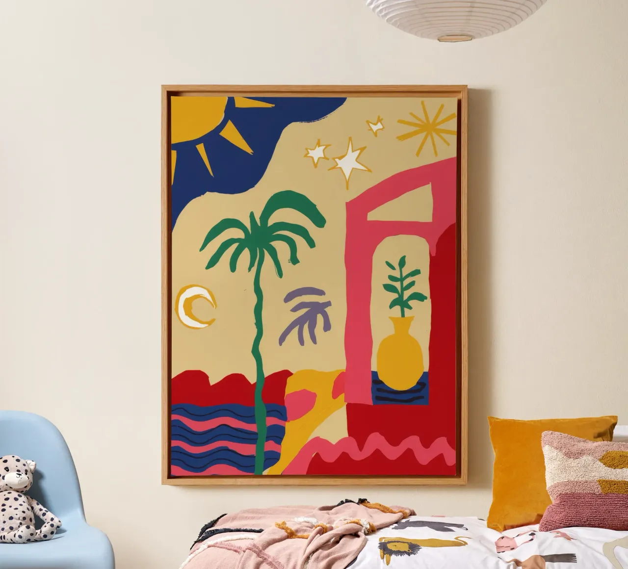 Abstracte Zon Totem canvas met Baklijst van Jasper Rune
