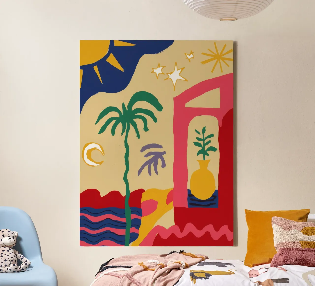 Abstracte Zon Totem canvas met Baklijst van Jasper Rune