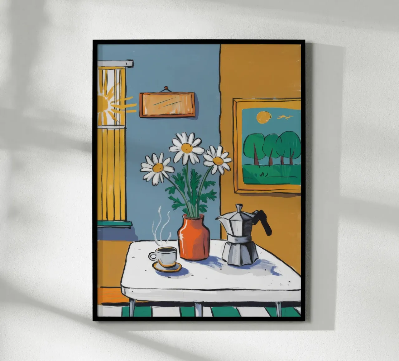 Momento Moka mattutino poster con telaio in plastica da Ember Stone