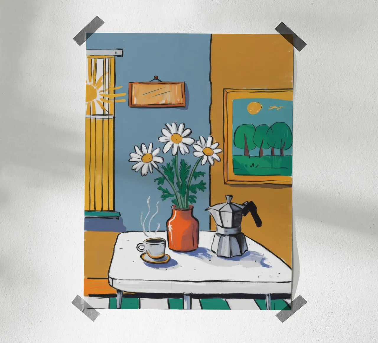 Momento Moka mattutino poster con telaio in plastica da Ember Stone