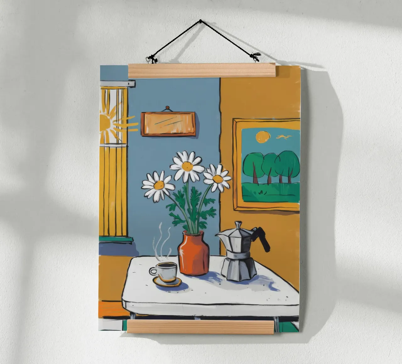 Momento Moka mattutino poster con telaio in plastica da Ember Stone