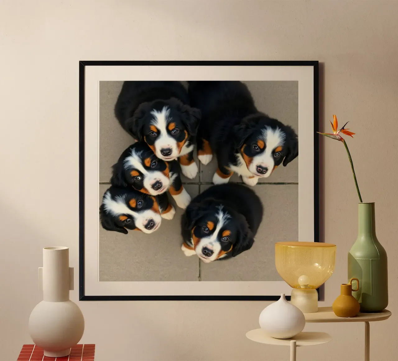 cuccioli carini #120 poster con telaio in legno da Yumis.Beargang.and.Me