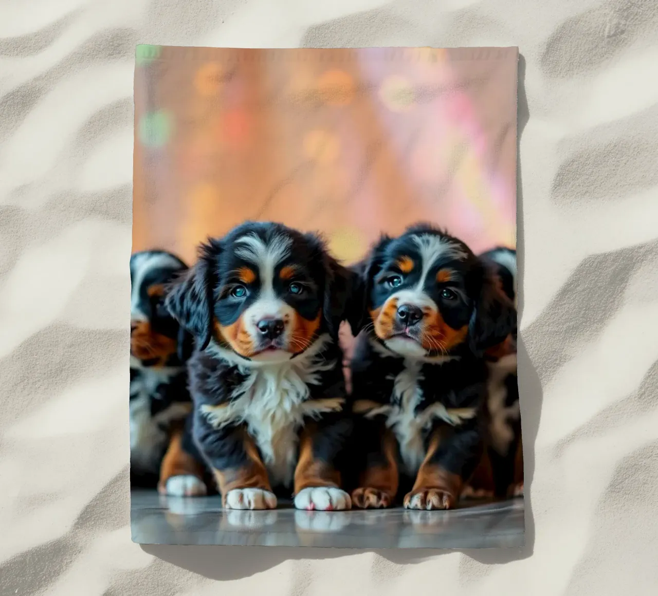 cute little puppies #124 beach towel by Yumis.Beargang.and.Me