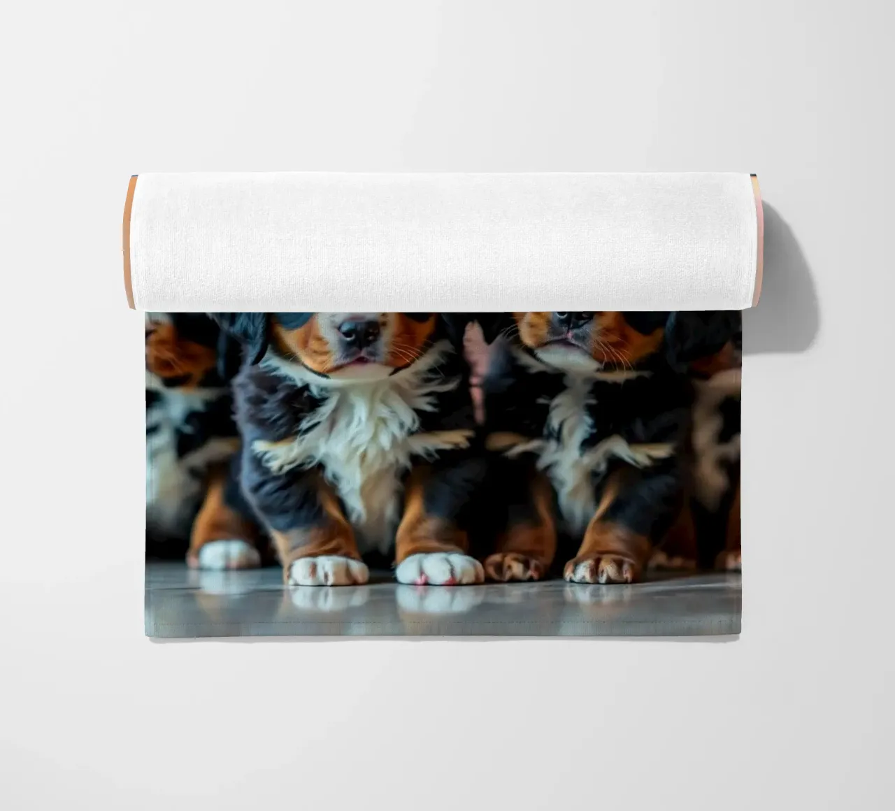 cute little puppies #124 beach towel by Yumis.Beargang.and.Me