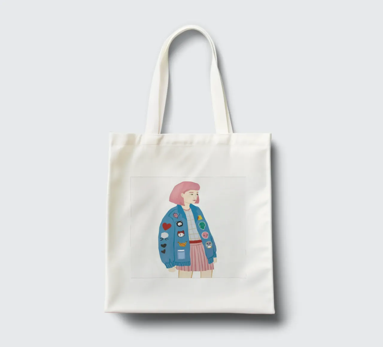 Patch Jacket Girl tote bag by Aurora Muse
