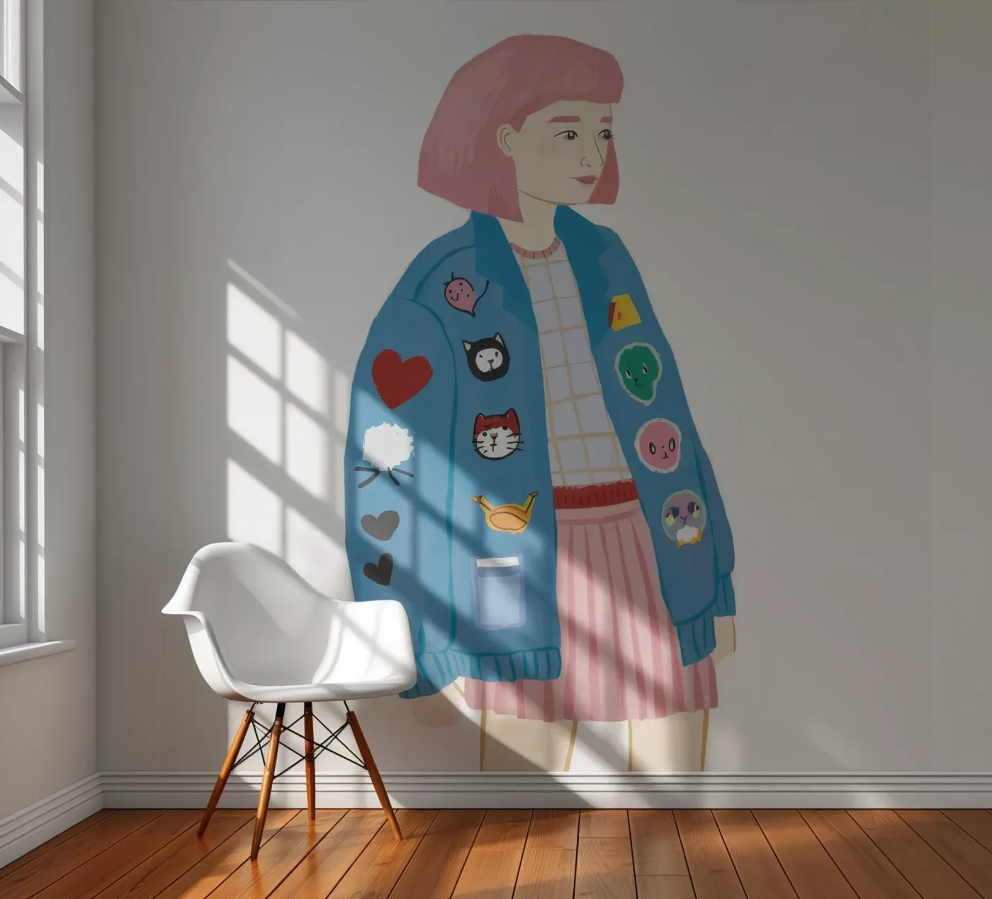 Patch Jacket Meisje fotobehang van Aurora Muse