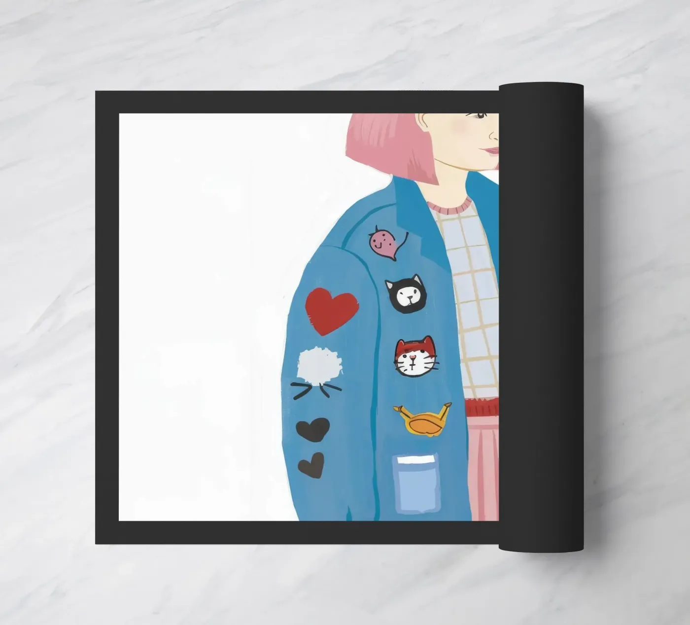 Patch Jacket Girl doormat by Aurora Muse
